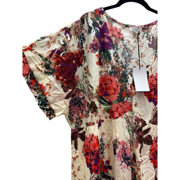 Andree By Unit Women's Floral Blooms V-Neck Mini Bohemian Comfy Dress Size 3X - Picture 2 of 5